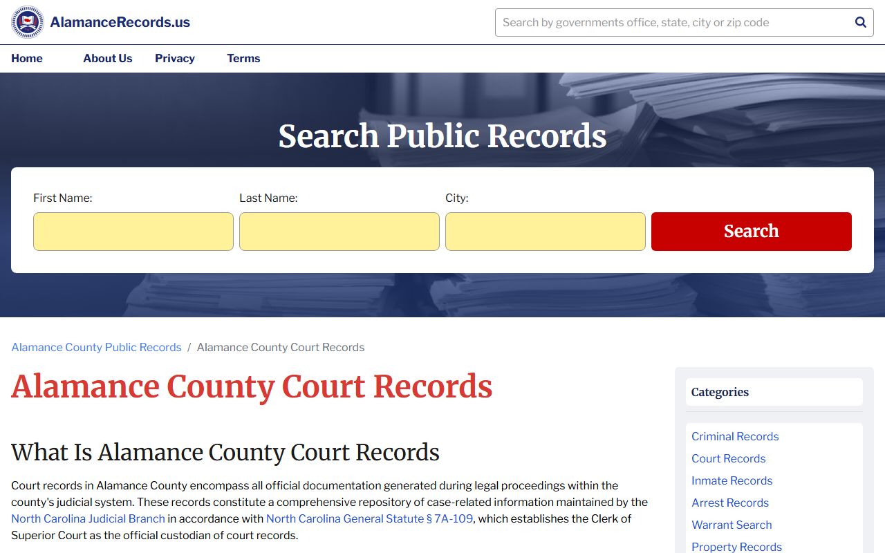 Alamance County court records access for DUI cases