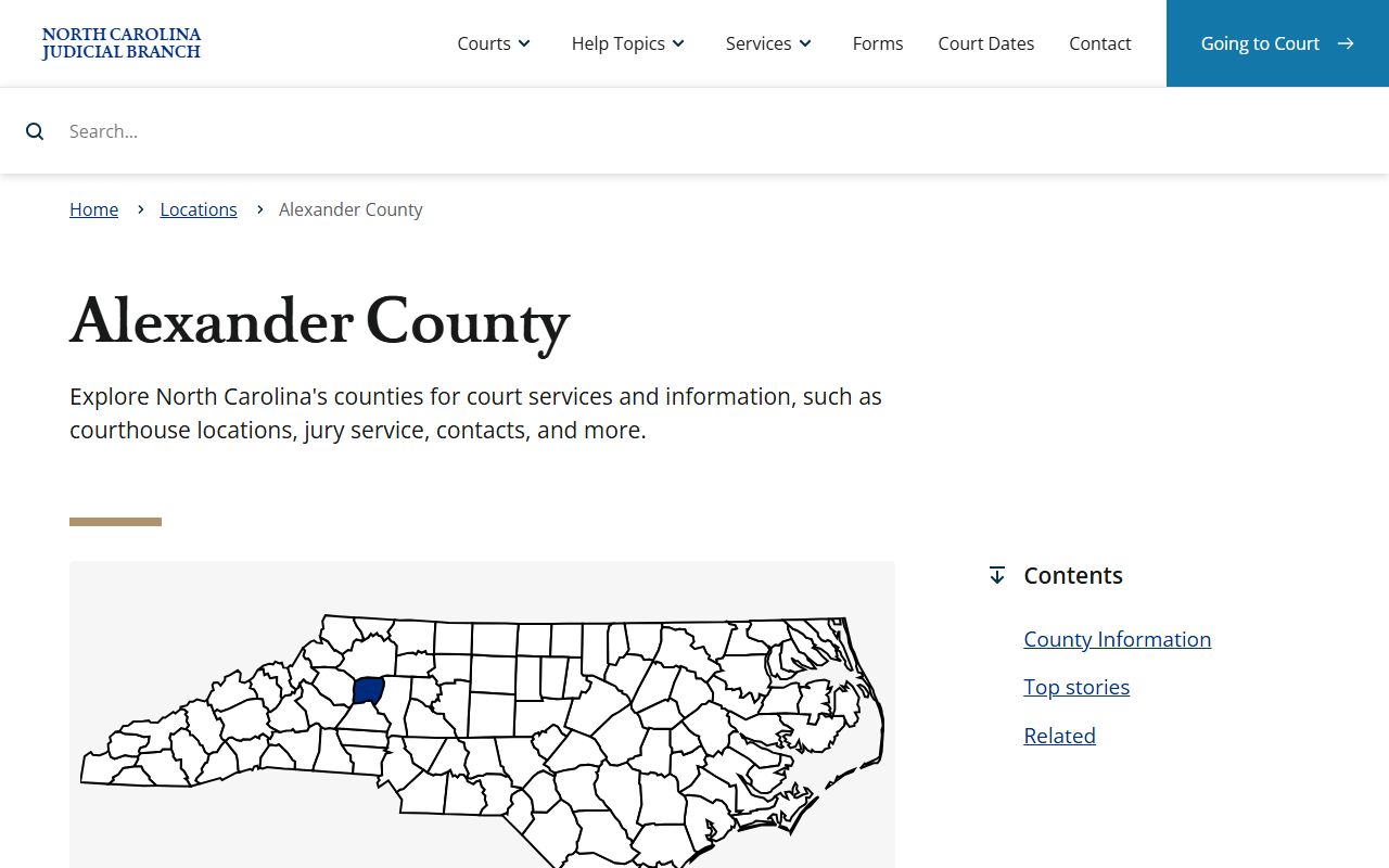 Alexander County DUI records on NC Judicial Branch website