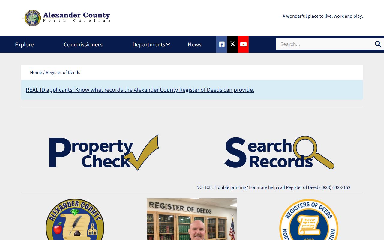 Alexander County Register of Deeds location for public records