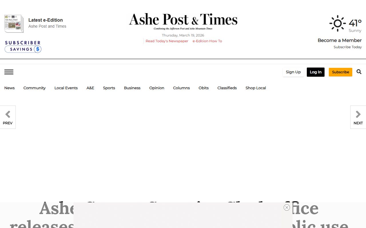 Ashe County Clerk email announcement for public DUI record requests