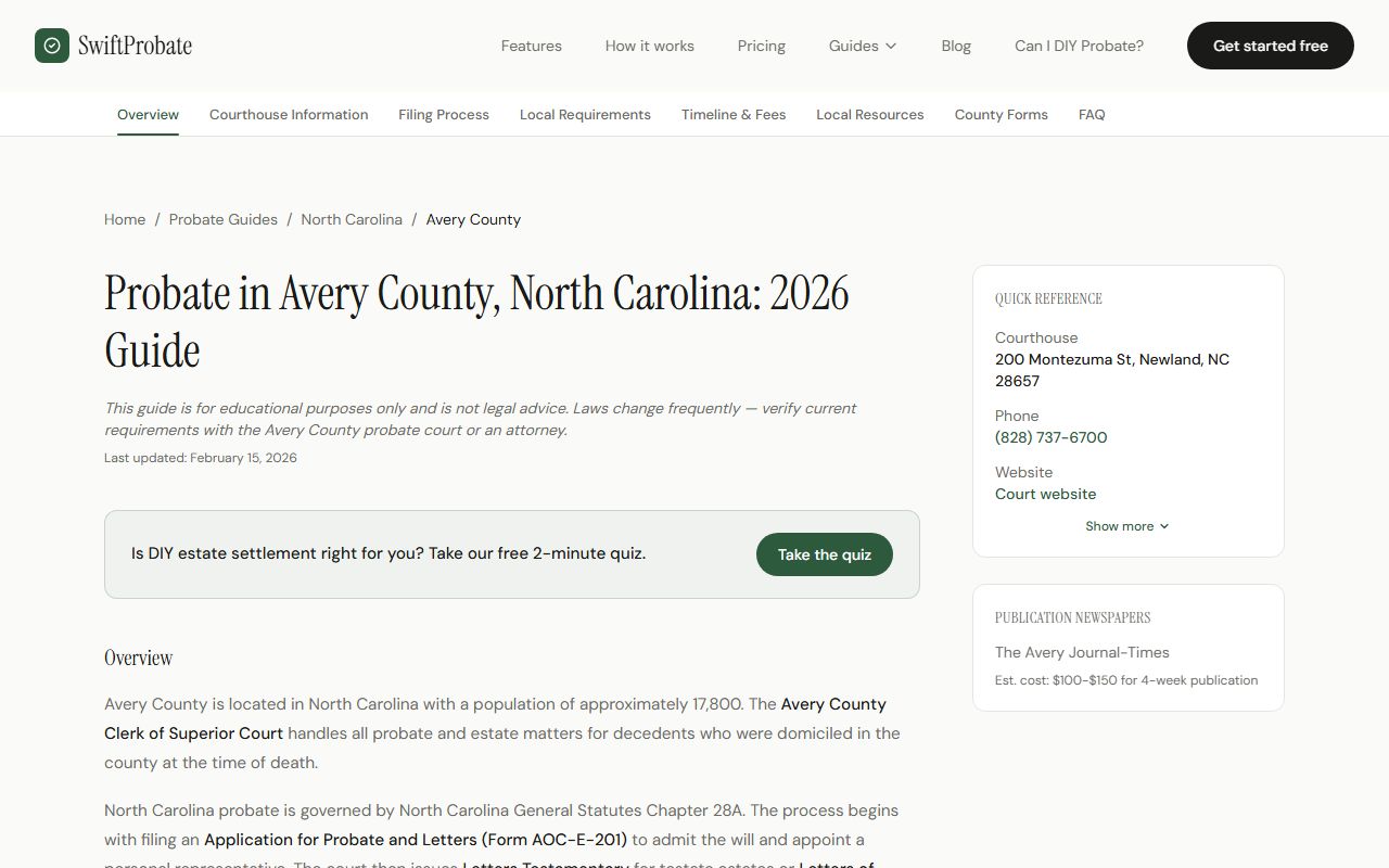 Avery County courthouse procedures for record requests