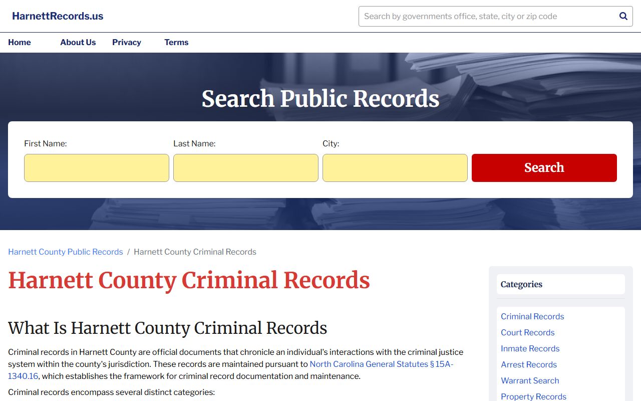 Harnett County DUI records criminal records access