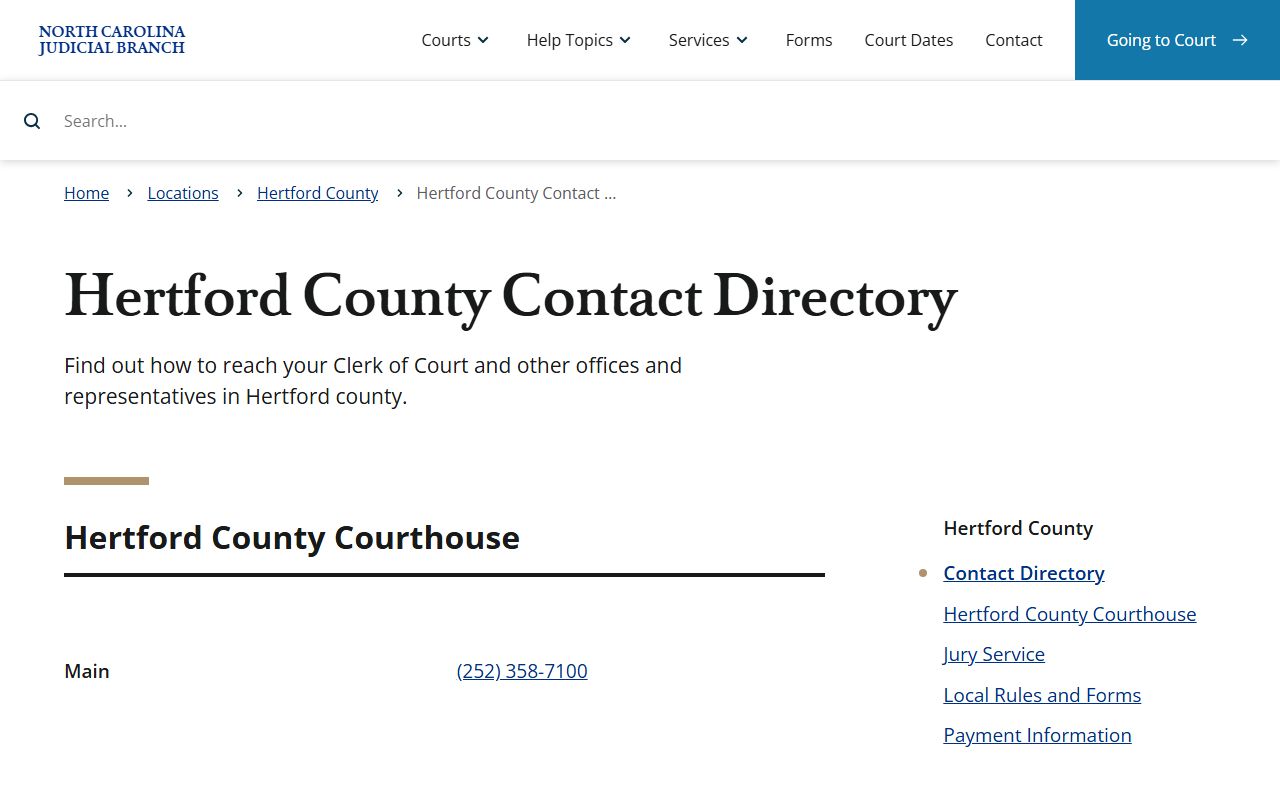 Hertford County DUI records judicial branch page