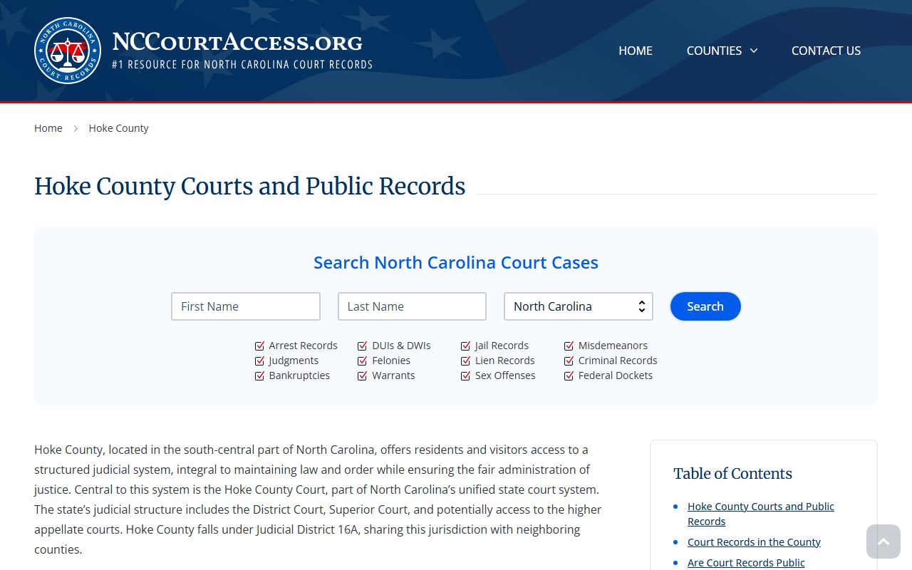 Hoke County DUI records court access guide