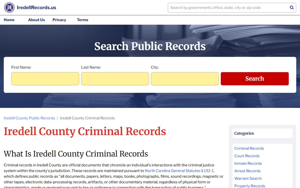 Iredell County DUI records judicial branch page