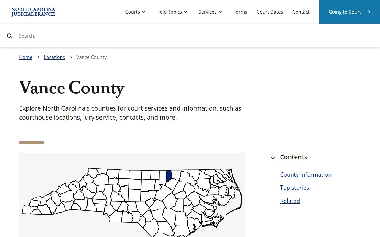 Vance County NC Judicial Branch page for DUI records