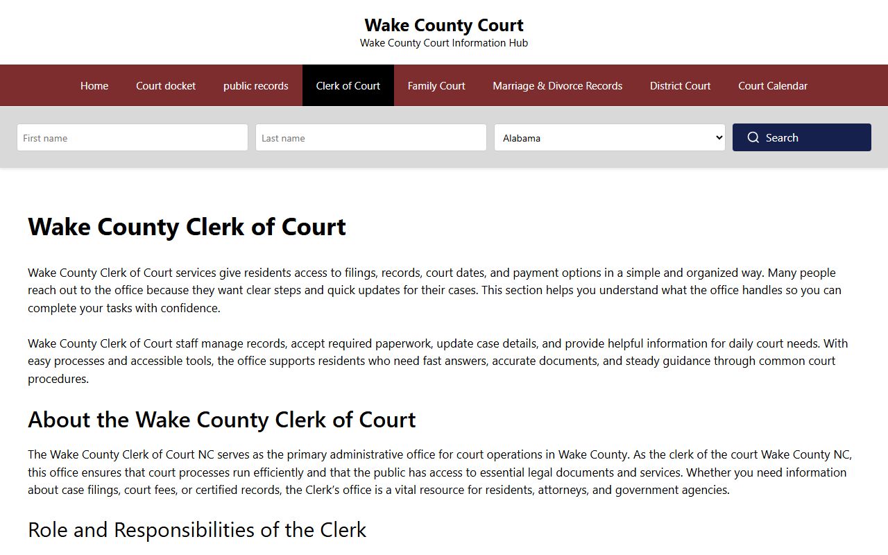 Wake County Clerk of Court office for DUI background checks