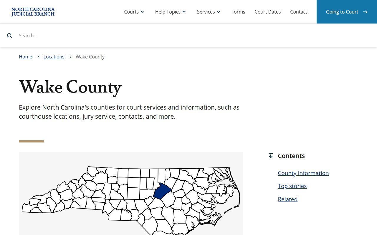 Wake County NC Judicial Branch page for DUI DWI records