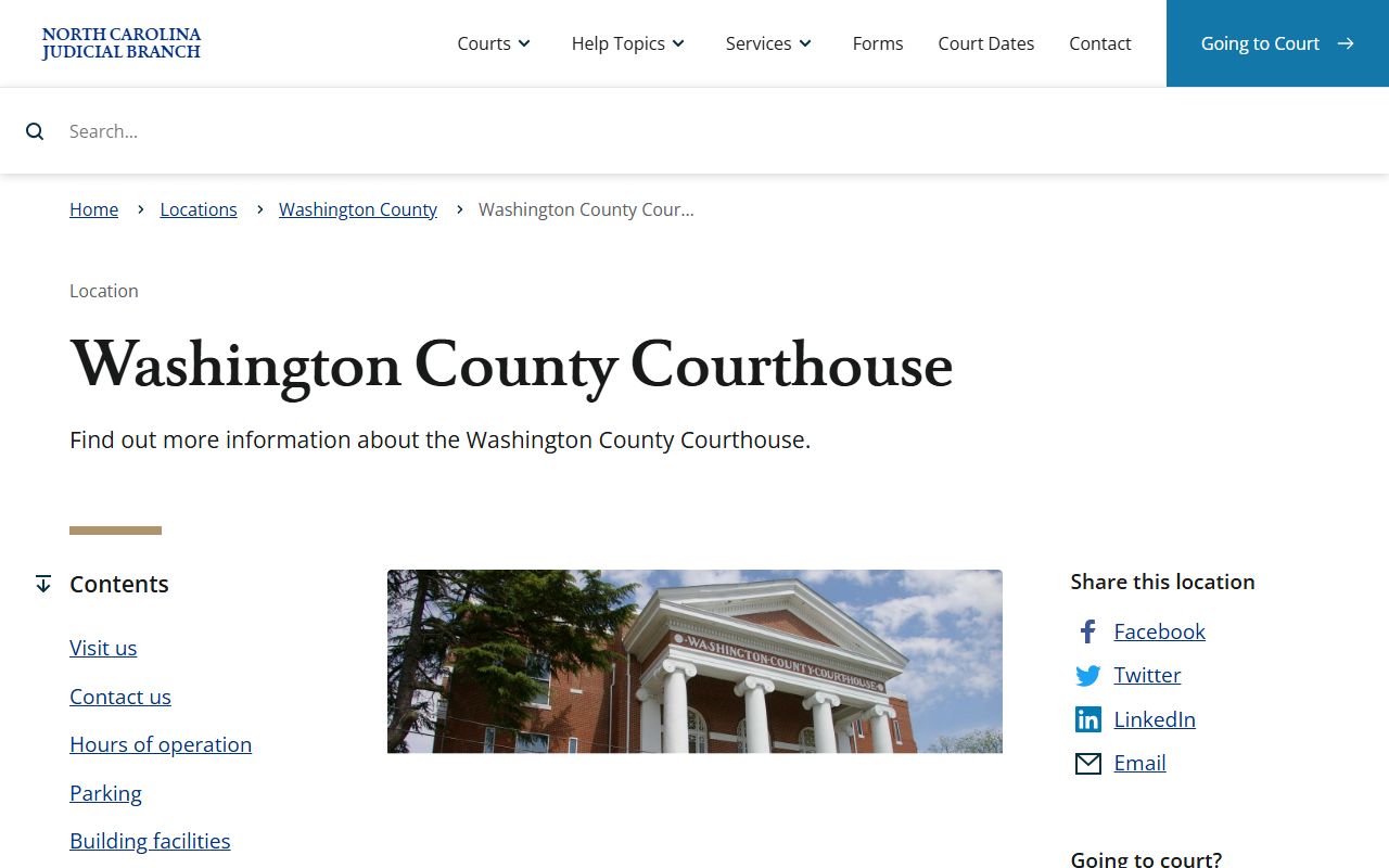 Washington County Courthouse information for DUI records