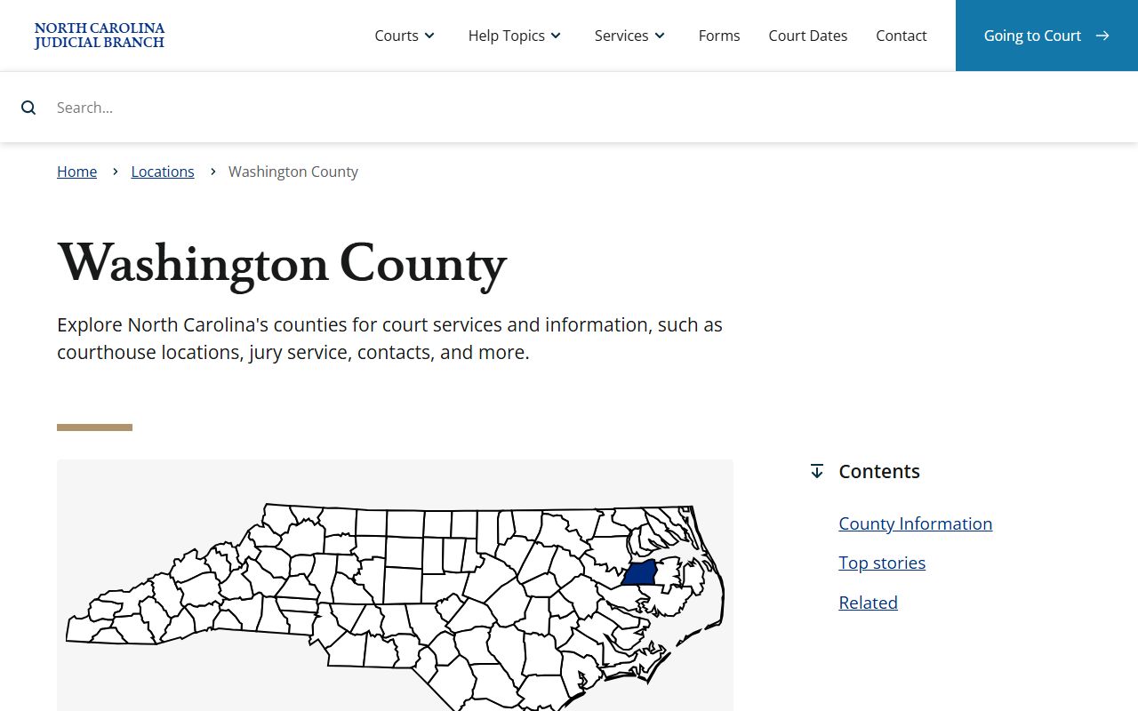Washington County NC Judicial Branch page for DUI records