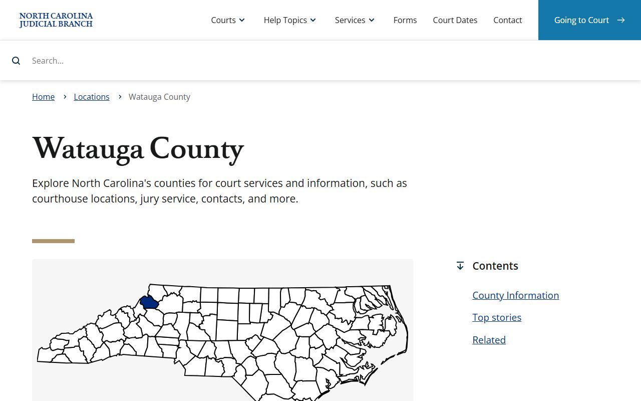 Watauga County NC Judicial Branch page for DUI records