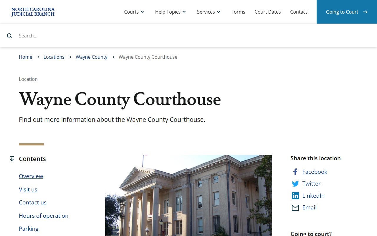 Wayne County Courthouse information for DUI DWI records