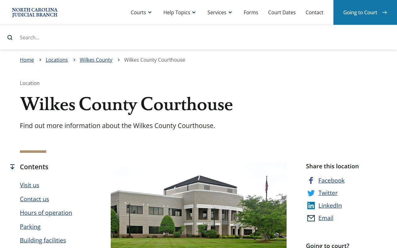 Wilkes County Courthouse information for DUI records