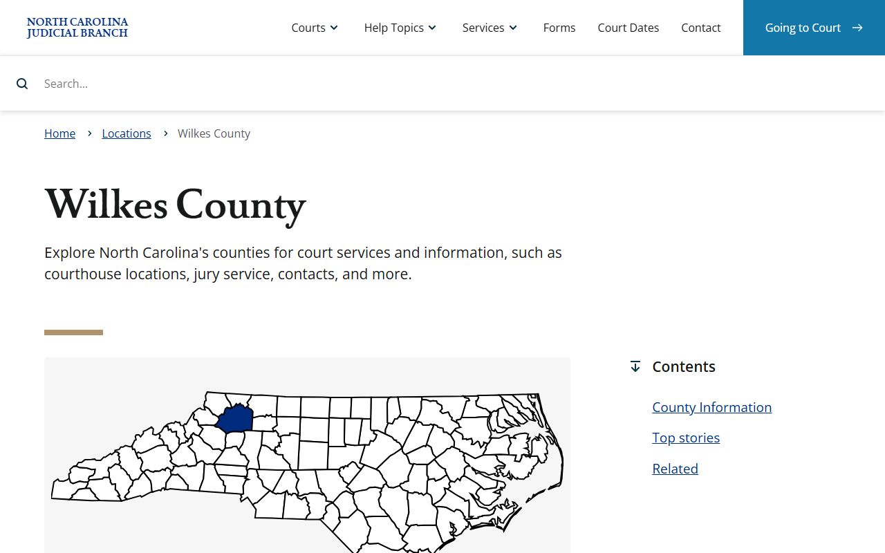Wilkes County NC Judicial Branch page for DUI DWI records