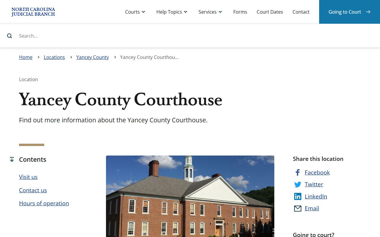 Yancey County Courthouse information for DWI records
