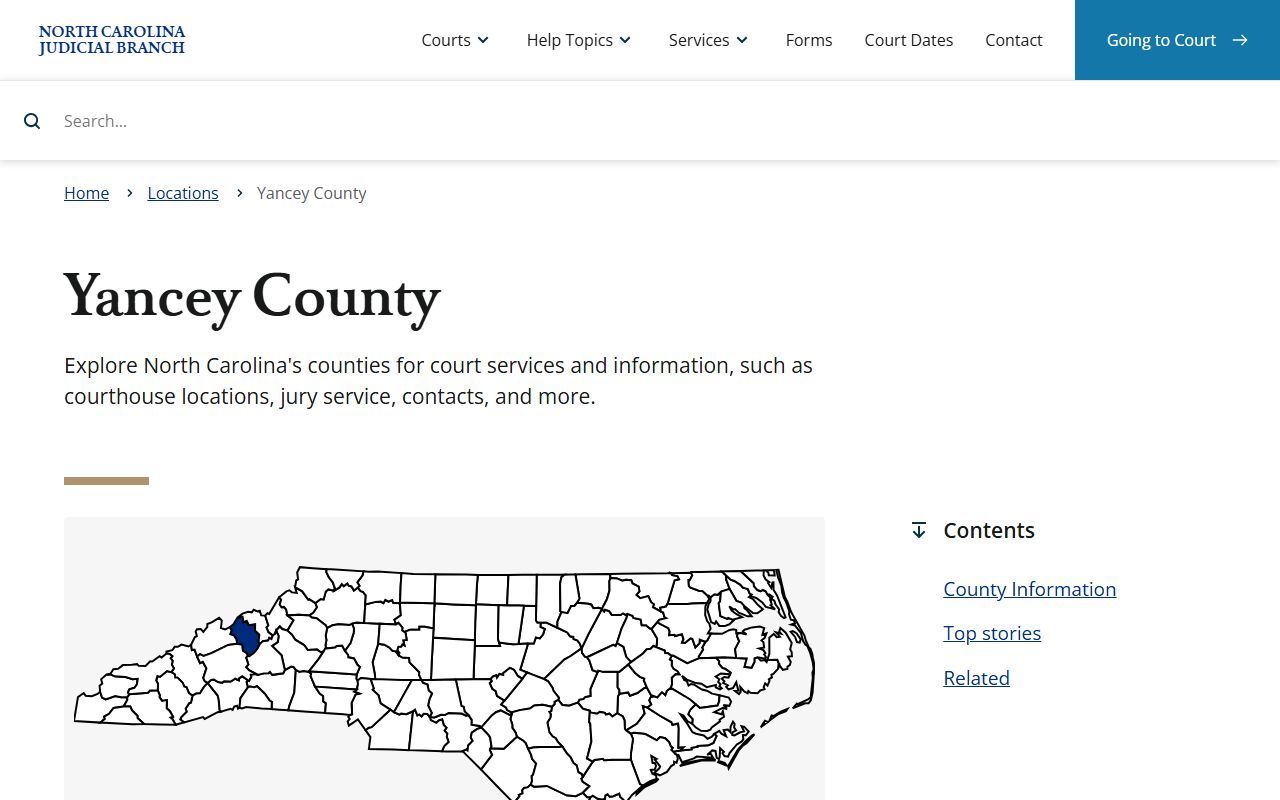 Yancey County NC Judicial Branch page for DUI records