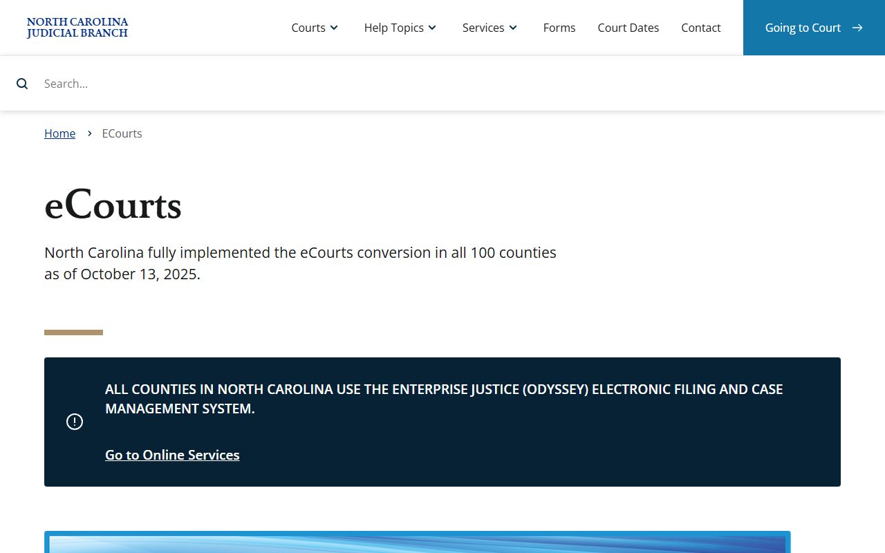 North Carolina eCourts system for DUI records access